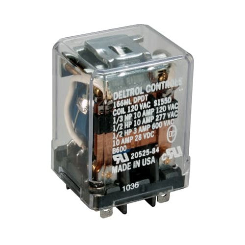 Deltrol Controls 20525-84 Magnetic Latching Relay, DPDT, 10A, 120VAC, Plug-In Terminal (2052584)