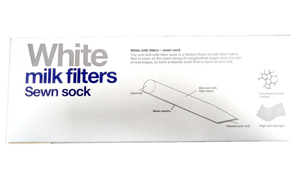 DeLaval 830723002 New Genuine Original White Milk Filters Sewn Sock Wet Laid Fabric 2-1/4 x 24 inch 70g Box of 100