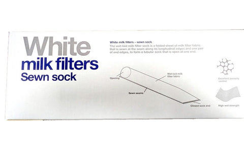DeLaval White Milk Filters Sewn Sock, Wet Laid Facric, 2-1/4 x 24 inch, 70g, Box of 100 (830723002)
