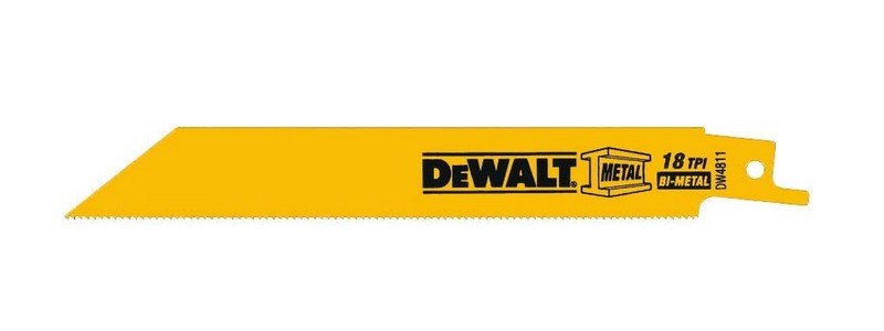 DeWalt DW4811, Pack of 5, 6" 18 TPI Straight Back Bi-Metal Reciprocating Blade