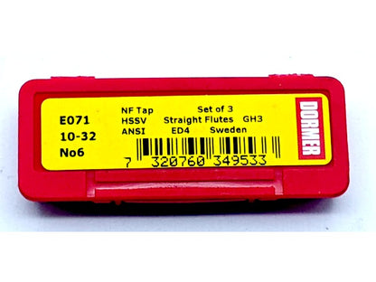 Dormer E07110-32NO6 Hand Tap, Set of 3, Straight Flute,