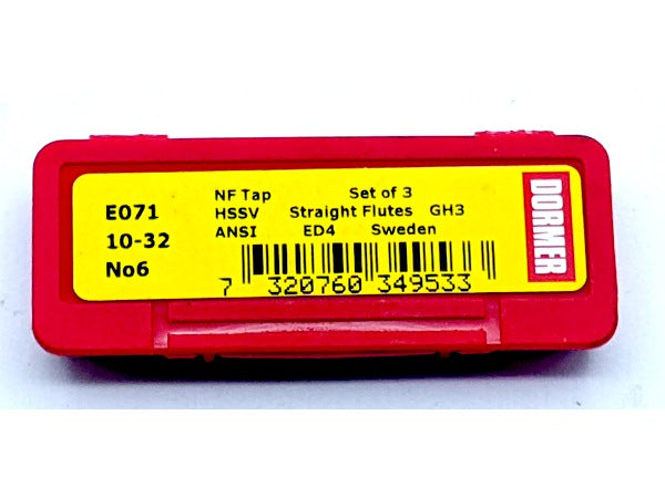 Dormer E07110-32NO6 Hand Tap, Set of 3, Straight Flute,