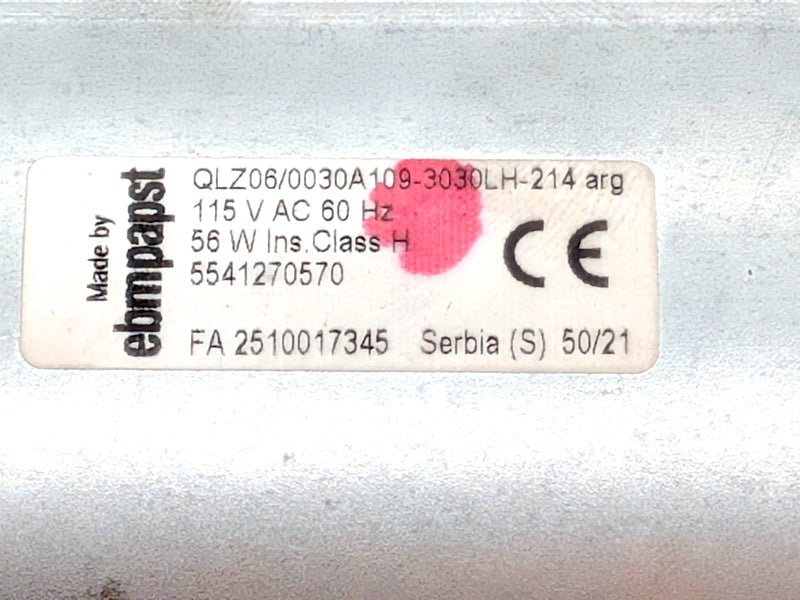 ebm-papst QLZ06/0030A109-3030LH-214 Used Tangential Blower 115V 56W