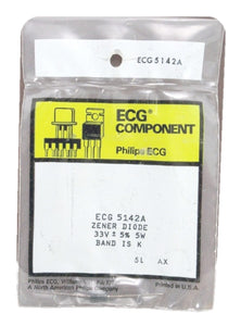 Philips ECG Component 5142A Zener Diode 33V ±5% 5W Band is K