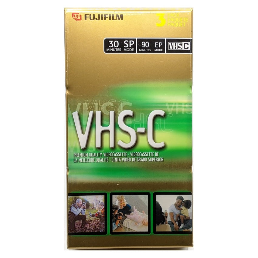 FujiFilm TC-30 3-Pack VHS-C Premium Quality VHS Camcorder Cassette Tape, New, Sealed