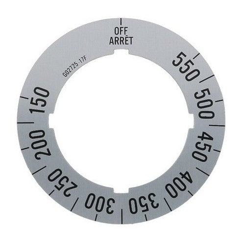 Garland G02725‑17 Dial Insert (Off / 150 °F  to 550 °F) Knob Overlay for Garland & U.S. Range Ovens