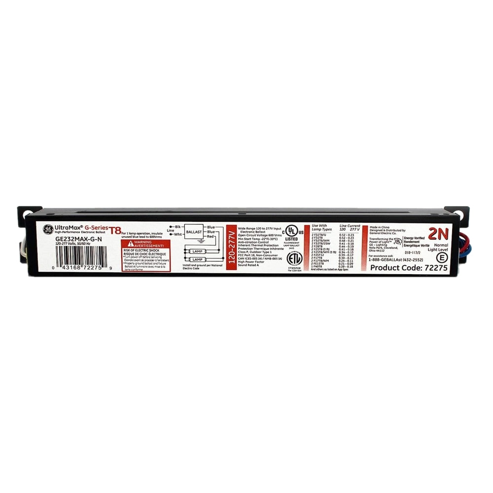 GE 72275 GE232MAX-G-N UltraMax G Series High Performance Electronic Ballast 120-277VAC T8 2N (GE232MAXGN)