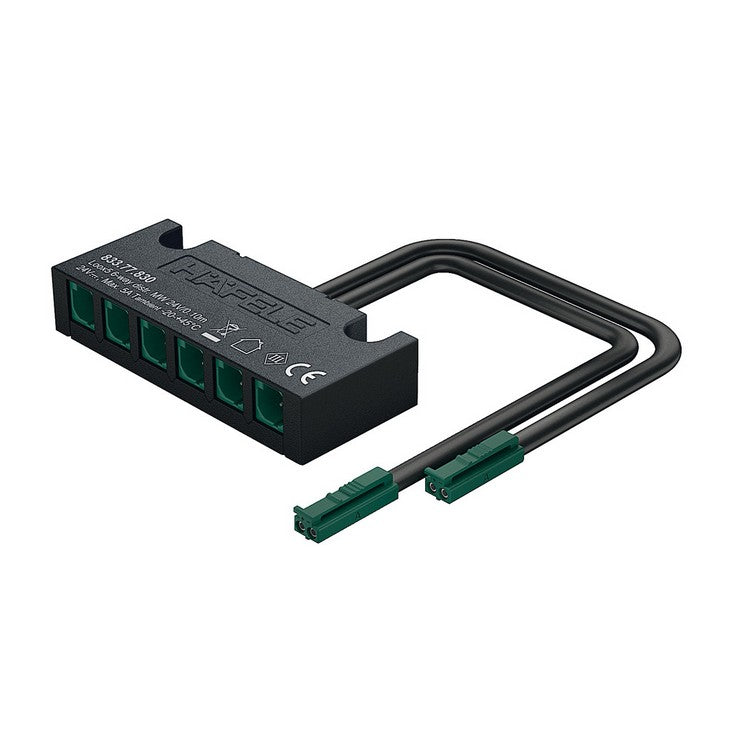 Häfele 833.77.830 Loox5 Multi‑White 6‑Way Lighting Distributor, 24 V, 90 W, Black (83377830)