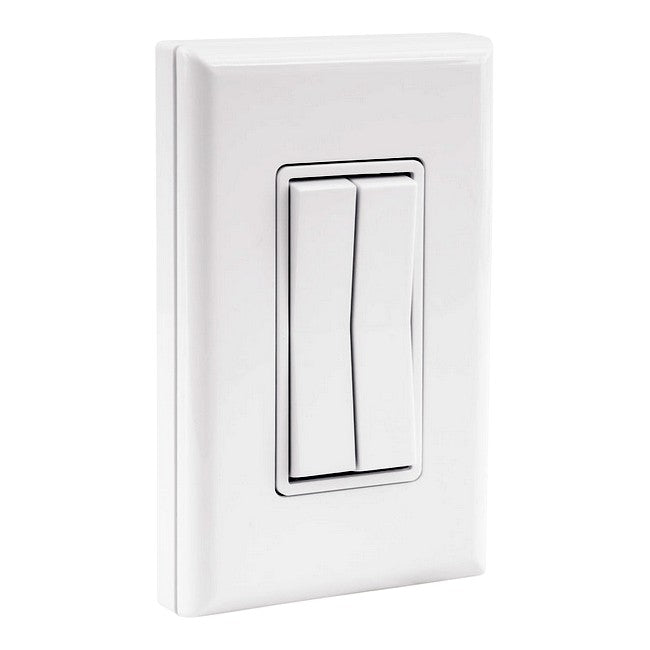 Häfele 850.00.944 Double Rocker Kinetic Wall Switch, Battery‑Free Wireless, Connect Mesh (White) (85000944)