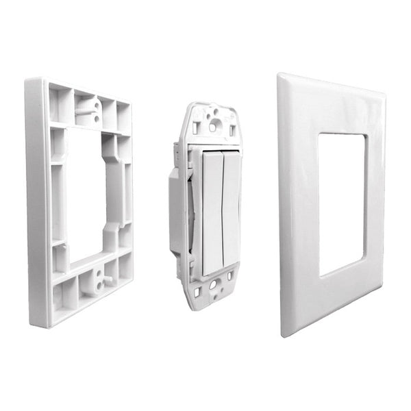 Häfele 850.00.944 Double Rocker Kinetic Wall Switch, Battery‑Free Wireless, Connect Mesh (White) (85000944)