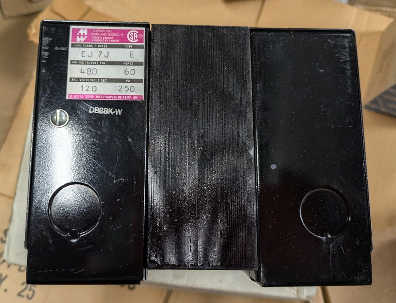 Hammond EJ7J Transformer, New, Pri: 480 VAC, Sec: 120 VAC, 250VA, 60Hz, 1-Phase, Type E