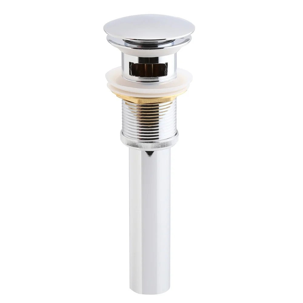 Homary J020323 Polished Chrome Solid Brass Pop Up Drain for Bathroom Sinks with Overflow