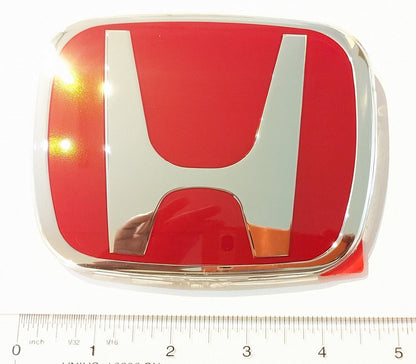 Honda 75700-S5T-E01 Civic Front Emblem Badge, Red/Chrome 123mm x 100mm 4.84" x 3.94"