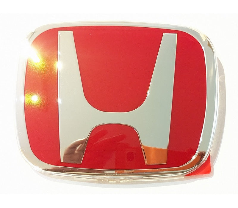 Honda Civic 2006-2015 Front Emblem Badge, Red/Chrome, 4.92" x 4.00", 104mm x 93mm, 75700-SNW-003, New (75700SNW003)