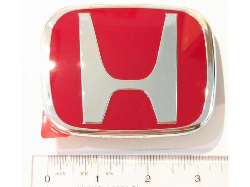 Honda Civic/Accord/CRV/Odyssey Emblem Badge, Red/Chrome, 92mm x 75mm, 3.68" x 3.00", 75700-SNW-J01, New