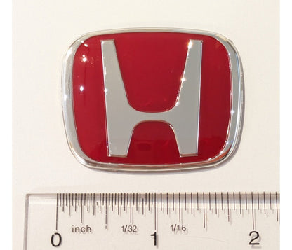 Honda Steering Wheel Emblem Badge, Red/Chrome, New