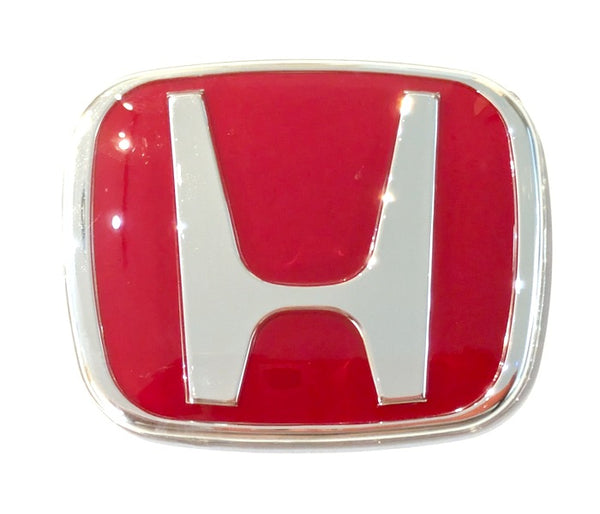 Honda Steering Wheel Emblem Badge, Red/Chrome, New