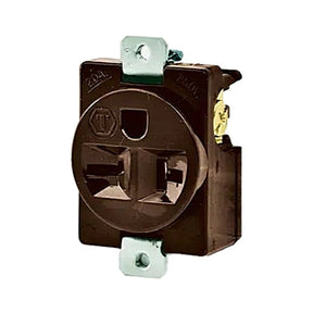 Hubbell Bryant 5384 Straight Blade Receptacle, Panel Mount, 2P/3W, 20A 125V, NEMA 5-20R, Brown