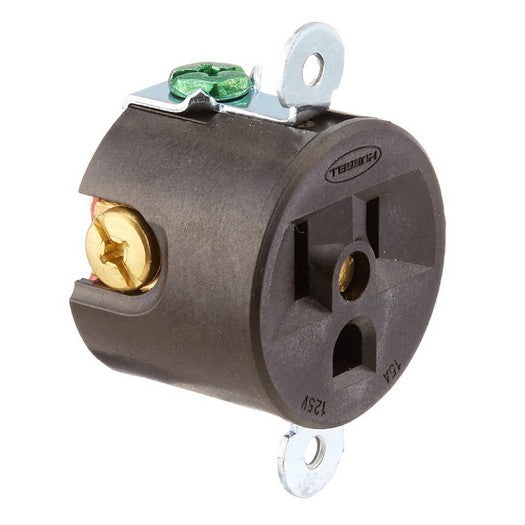 Hubbell HBL5258 Short Strap Receptacle, 15A, 125V, NEMA 5-15R, Brown