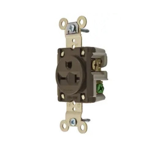 Hubbell HBL5461 Straight Blade Receptacle, 20A, NEMA 6-20R, Brown, 1 pc.