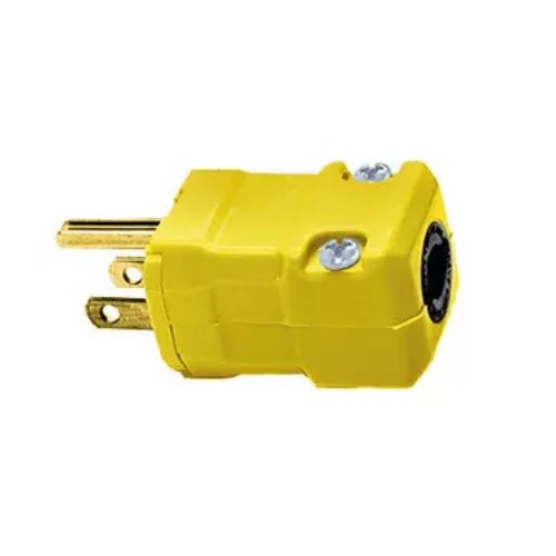 Hubbell HBL5965VY New Valise® Straight Blade Plug 15A NEMA 5-15P Yellow