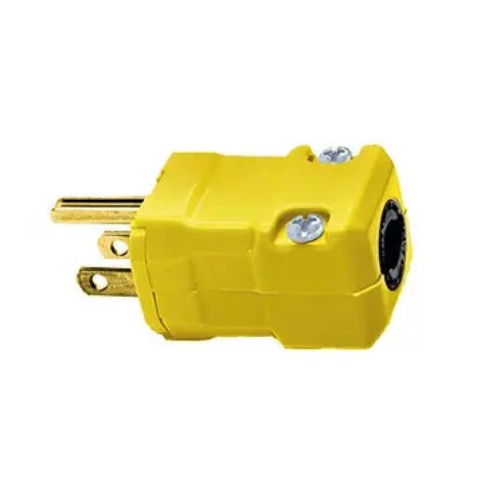 Hubbell HBL5965VY Valise® Straight Blade Plug, 15A, NEMA 5-15P, Yellow, 1 pc.