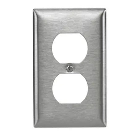 Hubbell SS8L Wallplate, Pack of 10, Single Gang Duplex Receptacle 430 Stainless Steel 4.6" x 2.6"