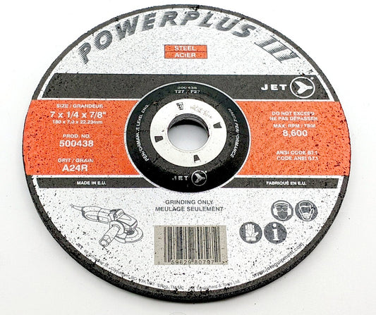 Jet Powerplus 500438, Pack of 4, Abrasive Grinding Wheels, 7-1/4" x 7/8", A24R Grit, T27