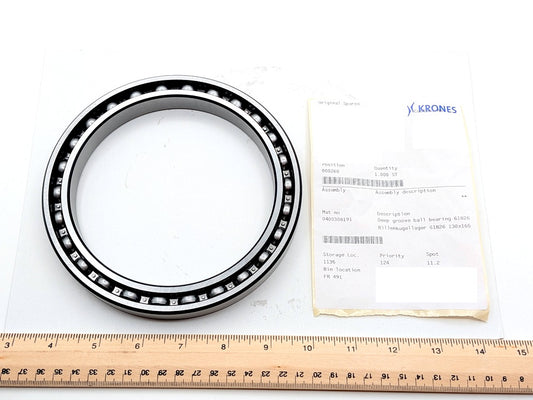 Krones 0400308191 New Genuine Original Deep Groove Ball Bearing 61826 130x165