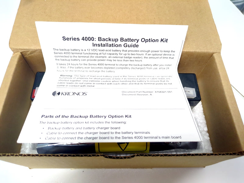 Kronos 8602805-001 New Genuine Original Battery Charger Kit (With Brand New Battery) for Series 4500 Time Clock