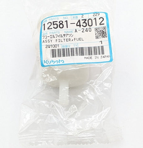 Kubota 12581-43012 Genuine Original OEM Fuel Filter Assembly (1258143012)