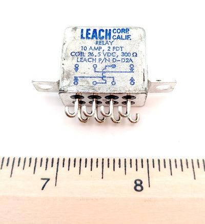 Leach D-D2A Hermetically Sealed 10 A, 26.5 VDC, 300 Ω Power Relay