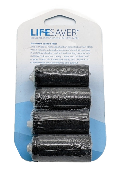Icon Lifesaver Bottle Activated Carbon Filter Inserts, 4-Pack, New, Sealed