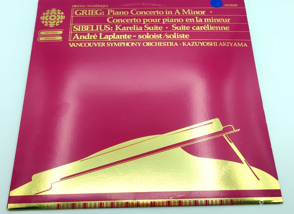 LP Vinyl, 1983, André Laplante / Vancouver Symphony Orchestra / Kazuyoshi Akiyama - Grieg: Piano Concerto in A Minor / Sibelius: Karelia Suite, CBC Records, SM5020