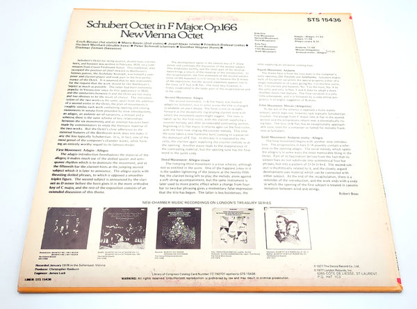 LP Vinyl, 1977, New Vienna Octet - Schubert Octet in F Major, Op. 166, London Treasury Series, London Records, STS 15436, Stereo