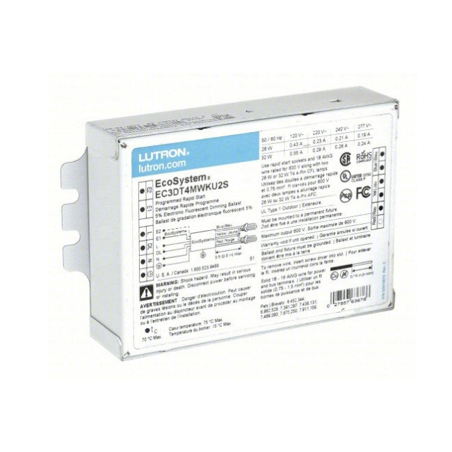 Lutron EC3DT4MWKU2S New Genuine Original EcoSystem Compact Fluorescent Dimming Ballast