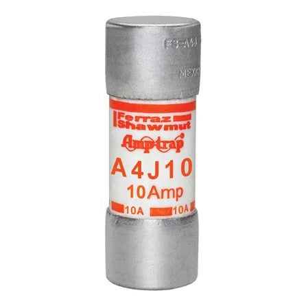 Mersen Ferraz-Shawmut A4J10 Fuse, 10A, Class J, Fast-Acting, 600VAC 300VDC, Ferrule, Amp-Trap®