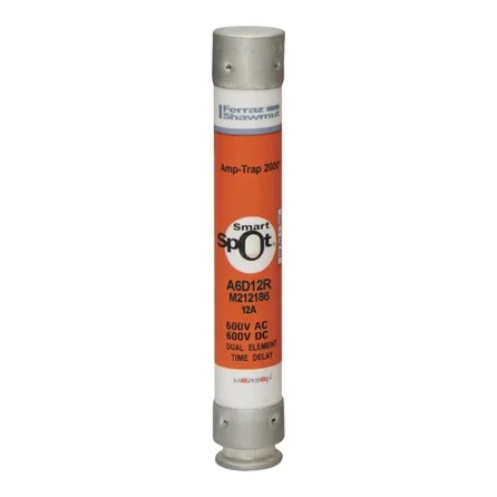 Mersen A6D12R Fuse, 12A, Class RK1, Time-Delay 600VAC 600VDC, Ferrule, SmartSpot®, Amp-Trap 2000®