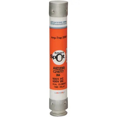 Mersen A6D20R Fuse, 20A, Class RK1, Time-Delay 600VAC 600VDC, Ferrule, SmartSpot®, Amp-Trap 2000®