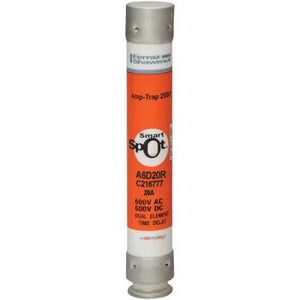 Mersen A6D20R Fuse, 20A, Class RK1, Time-Delay 600VAC 600VDC, Ferrule, SmartSpot®, Amp-Trap 2000®