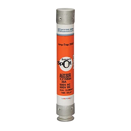 Mersen A6D30R Fuse, 30A, Class RK1, Time-Delay 600VAC 600VDC, Ferrule, SmartSpot®, Amp-Trap 2000®