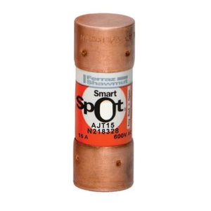 Mersen AJT15 SmartSpot® Fuse, 15A, Class J, Time-delay, 600VAC 400VDC, Ferrule, Amp-Trap 2000®