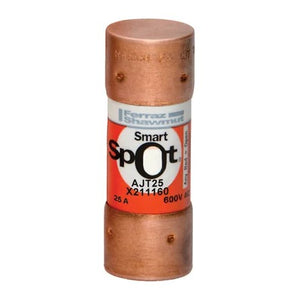 Mersen AJT25 SmartSpot® Fuse, 25A, Class J, Time-delay, 600VAC 400VDC, Ferrule, Amp-Trap 2000®