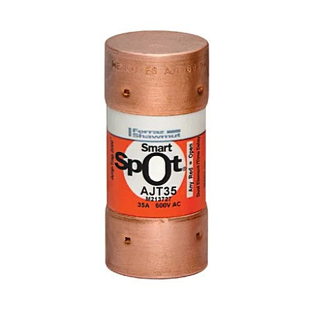 Mersen AJT35 SmartSpot® Fuse, 35A, Class J, Time-delay, 600VAC 400VDC, Ferrule, Amp-Trap 2000®