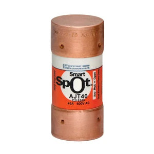 Mersen AJT40 Fuse, 40A, Class J, Time-delay, 600VAC 400VDC, Ferrule, SmartSpot®m Amp-Trap 2000®