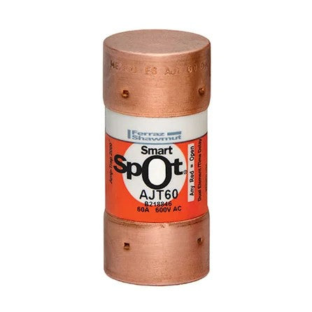 Mersen AJT60 SmartSpot® Fuse, 60A, Class J, Time-delay, 600VAC 400VDC, Ferrule, Amp-Trap 2000®