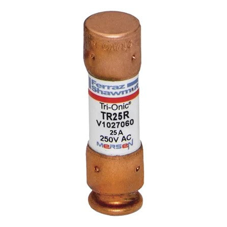Mersen TR25R Fuse, 25A, Class RK5, Time-Delay, 250VAC 160VDC, Ferrule Tri-Onic®