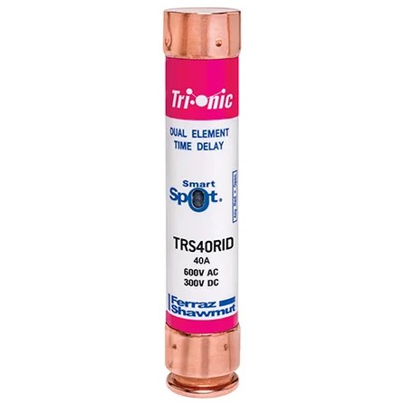Mersen TRS40RID Fuse With Indicator, 40A, Class RK5, Time-Delay, 600VAC 300VDC, SmartSpot® Ferrule Tri-Onic® (Copy)