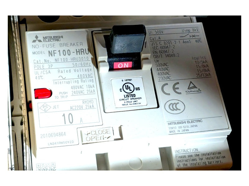 Mitsubishi NF100-HRU3P10AY New Genuine Original Molded Case Circuit Breaker (NF100-HRU3010)