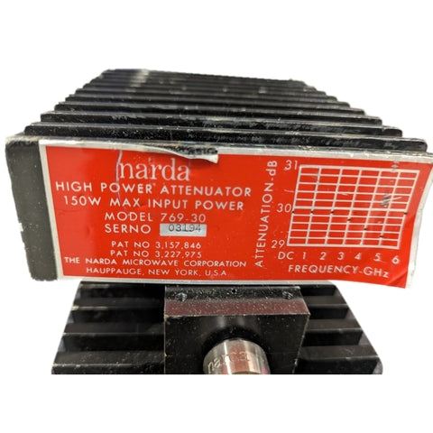 Narda 769-30 Type N High Power Bi-Directional Fixed Coaxial Attenuator 150W MAX Input Power (76930)
